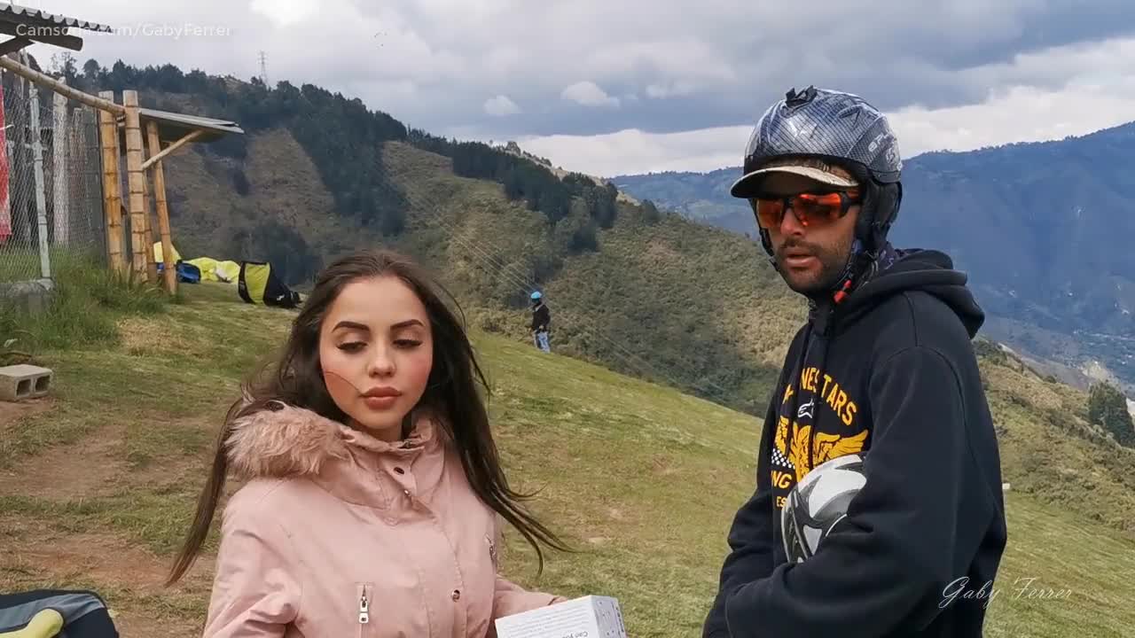 Masturbation during the paragliding with a really perverted busty slut who  fingers her hot pussy in the air until she enjoys the orgasm. - Videos -  djav tube the best premium porn