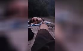 Hardcore daylight deep vagina penetration on a beach with loud moans and naughty voyeur getting his cock standing and hard - small tits horny bitch fucked hard