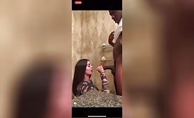 Wannabe celebrity sucks a big black dick in the bathroom for some attention as the only way for her to be noticed to be a whore
