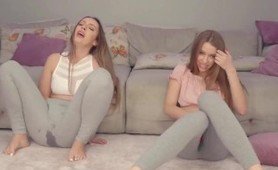 These teen girls use a sex toy till they squirt on their pants.