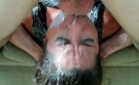 AN INTENSIVE AND EXTREME POINT OF VIEW WITH A BRAID HAIRS BRUNETTE STEPMOTHER GETTING A HARDCORE DEEPTHROAT FACE FUCK BY HER STEPSON 