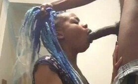 Thick ass ebony slut gets her ass eaten and fucked by this black man with a huge black cock after she gives him an awesome blowjob.