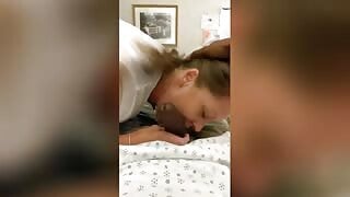 A sexy amateur blonde nurse is a dirty nurse making love to a patient's cock in a closeup POV blowjob. She swallows all his cum to perfection. 