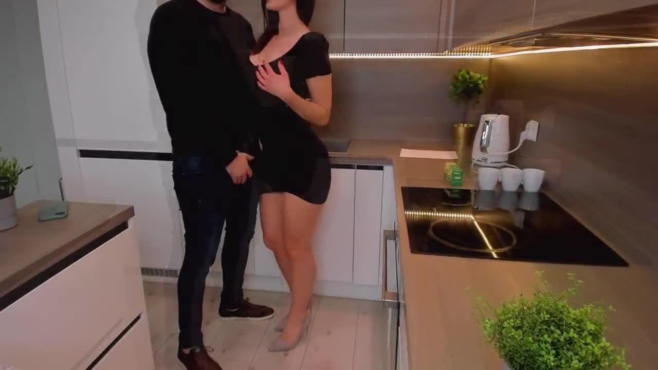 An amateur brunette MILF is a sexy wife who is caught cheating on a hidden camera as she gets fucked by a friend in the kitchen at work