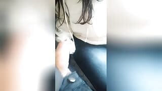 This guy was on his way home on a public bus when he started feeling horny. So he offered this cute brunette cash so she could give him a blowjob.